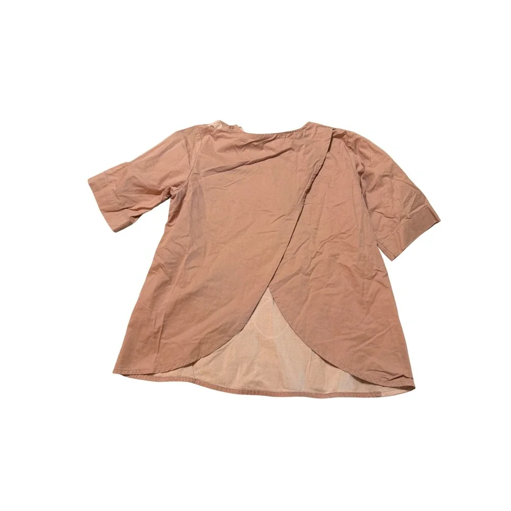 Whitlow & Hawkins Size 16 Girl Blouse Wooden Beads Short Sleeve Dusty Rose Pink